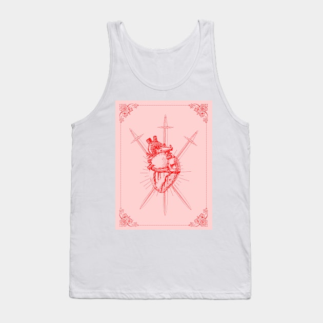 3 of swords tarot card Tank Top by little-axii